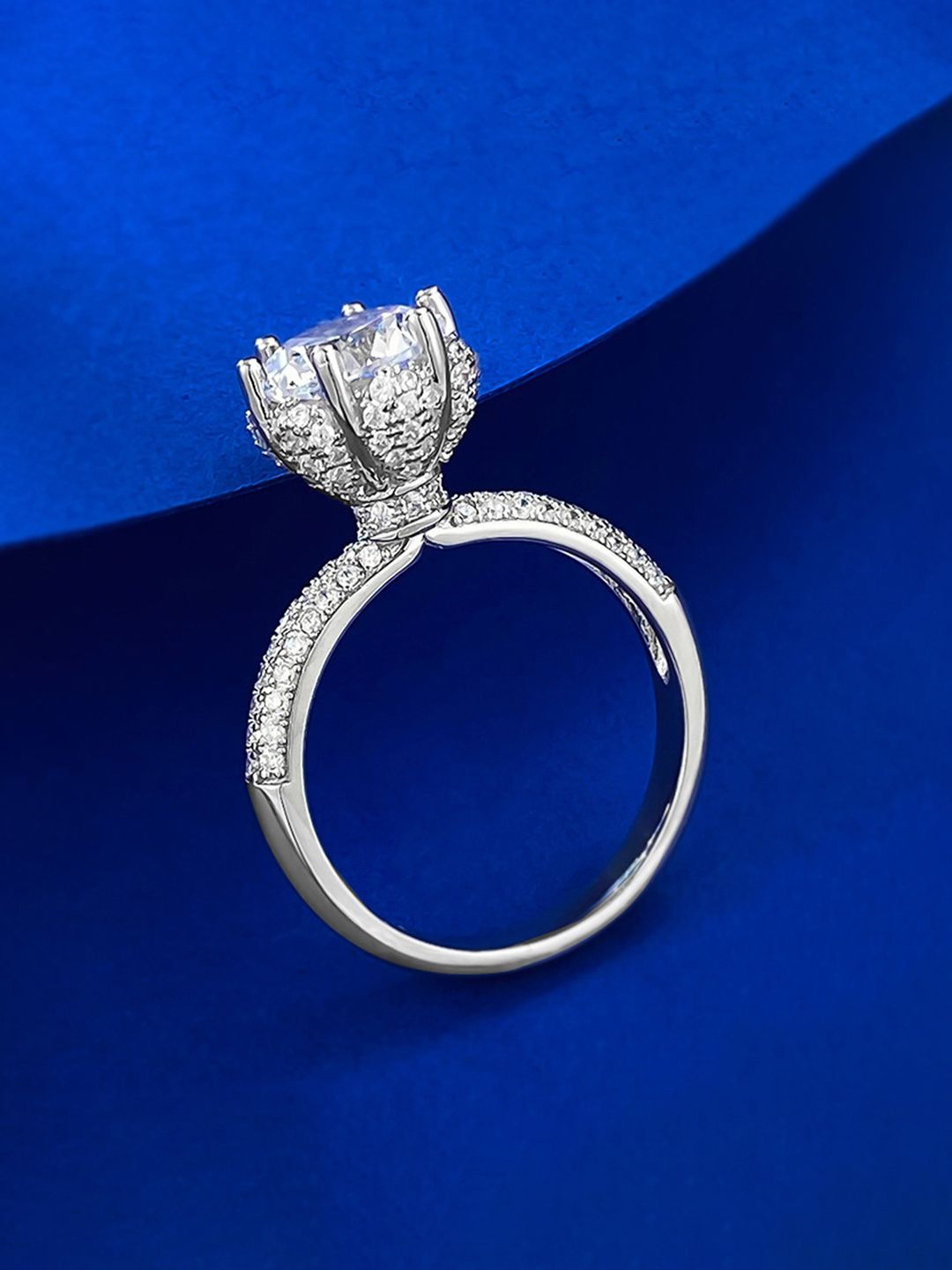 

Designs & You Silver-Plated American Diamond Stone Studded Anti-Tarnish Finger Ring