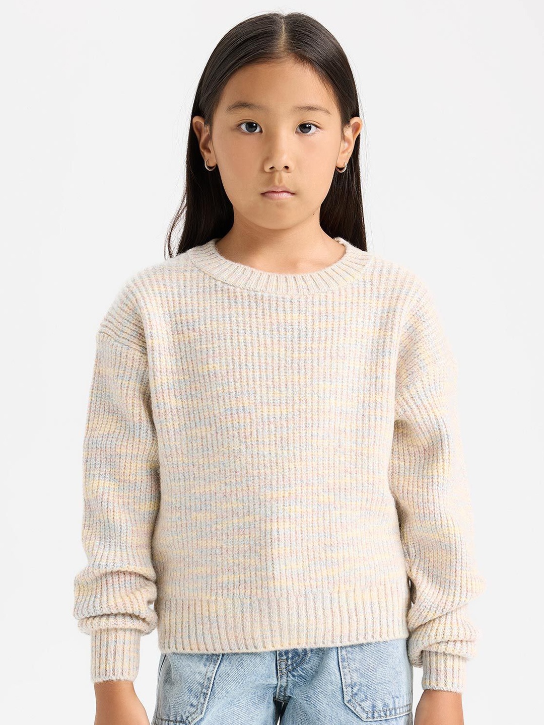 

DeFacto Girls Self Design Pullover, Beige