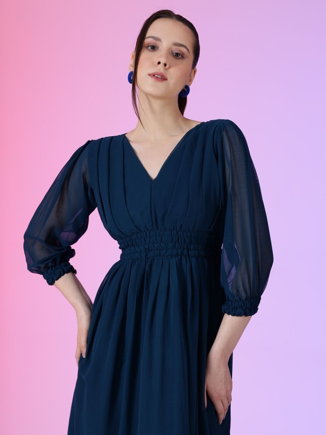 

Krunal Raiyani Women Fit & Flare Maxi Dress, Blue