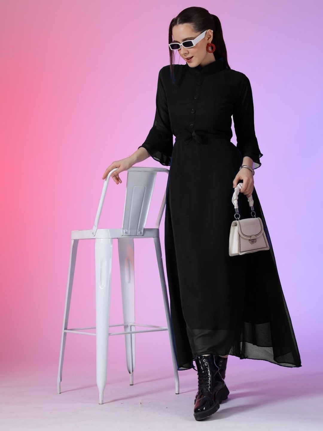 

Raiyani Enterprise Women A-line Maxi Dress, Black