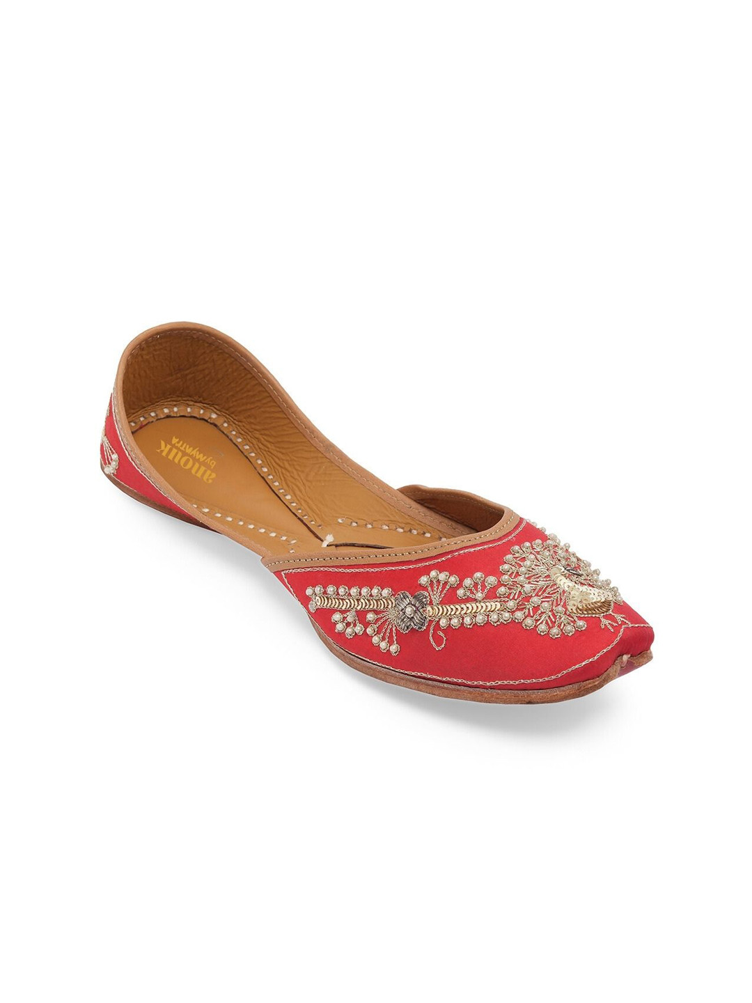 

Anouk Women Ethnic Mojaris with Embroidered Flats, Red
