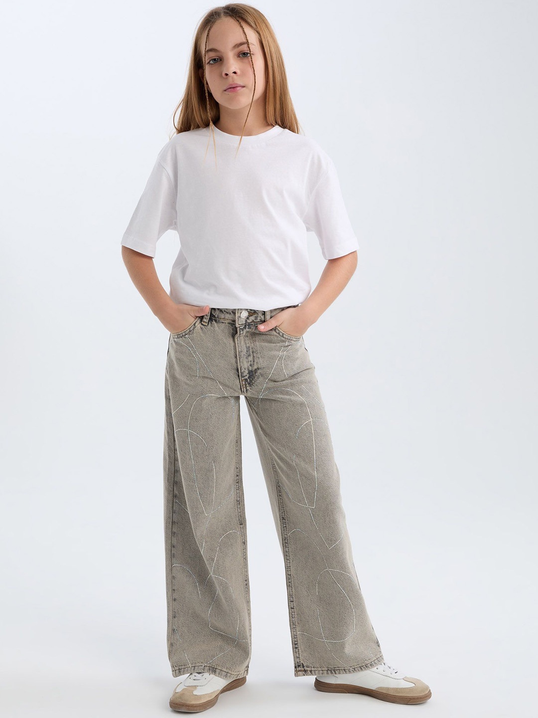 

DeFacto Girls Checked Trousers, Na