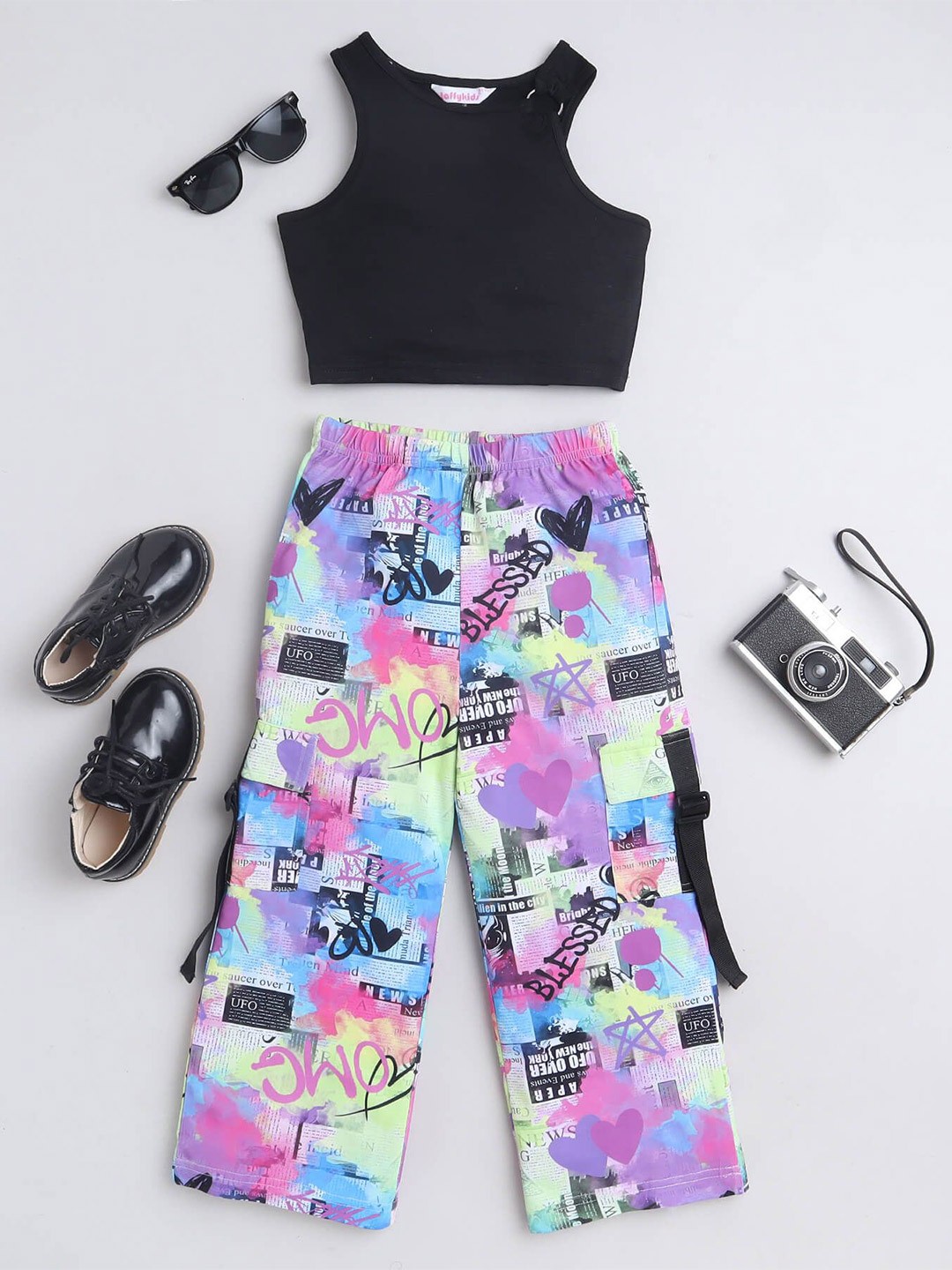 

taffykids Girls Top with Trousers, Black