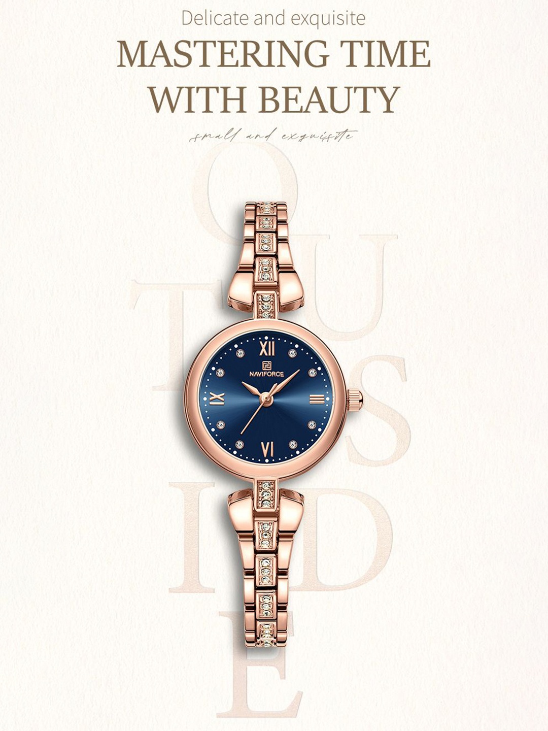 

Naviforce Women Round Dial & Stainless Steel Straps Analogue Watch NF5034_RG/BE, Blue