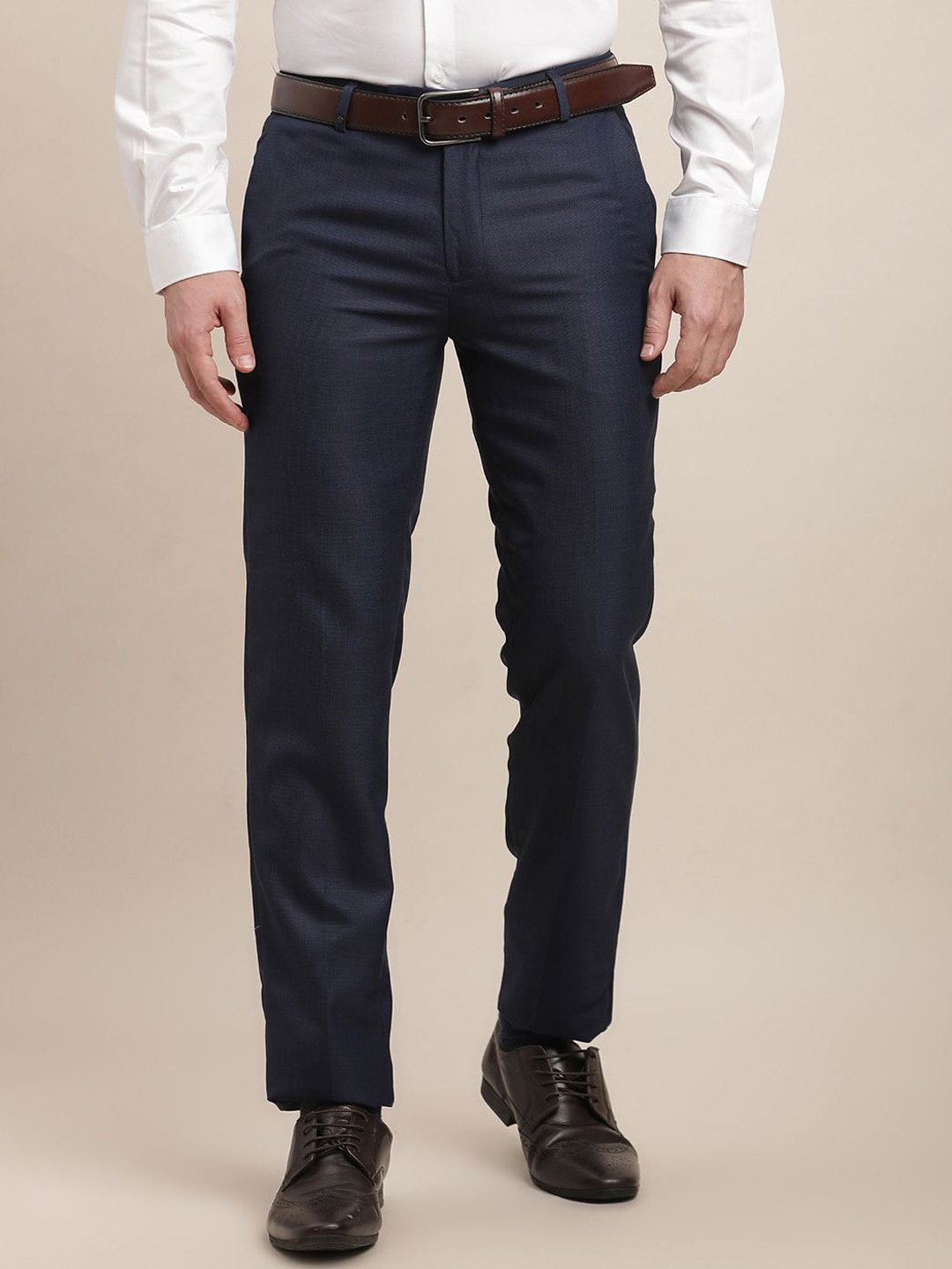 

Turtle Men Tailored Slim Fit Trousers, Navy blue