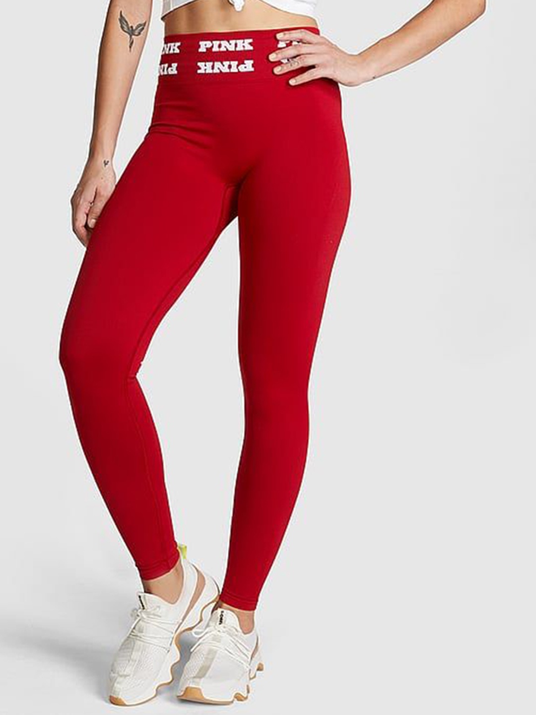 

Victoria's Secret PINK Women Printed Seamless Tights, Red