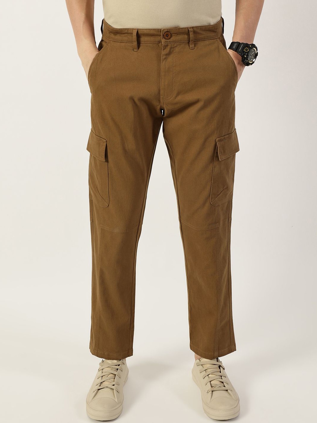 

Thomas Scott Men Smart Easy Wash Cargos Trousers, Khaki