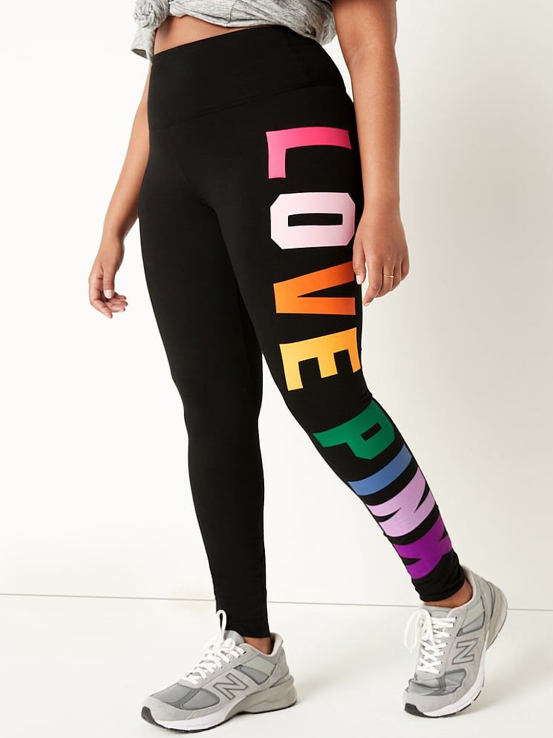 

Victoria's Secret Women PINK High-Rise Ankle-Length Gym Tights, Black