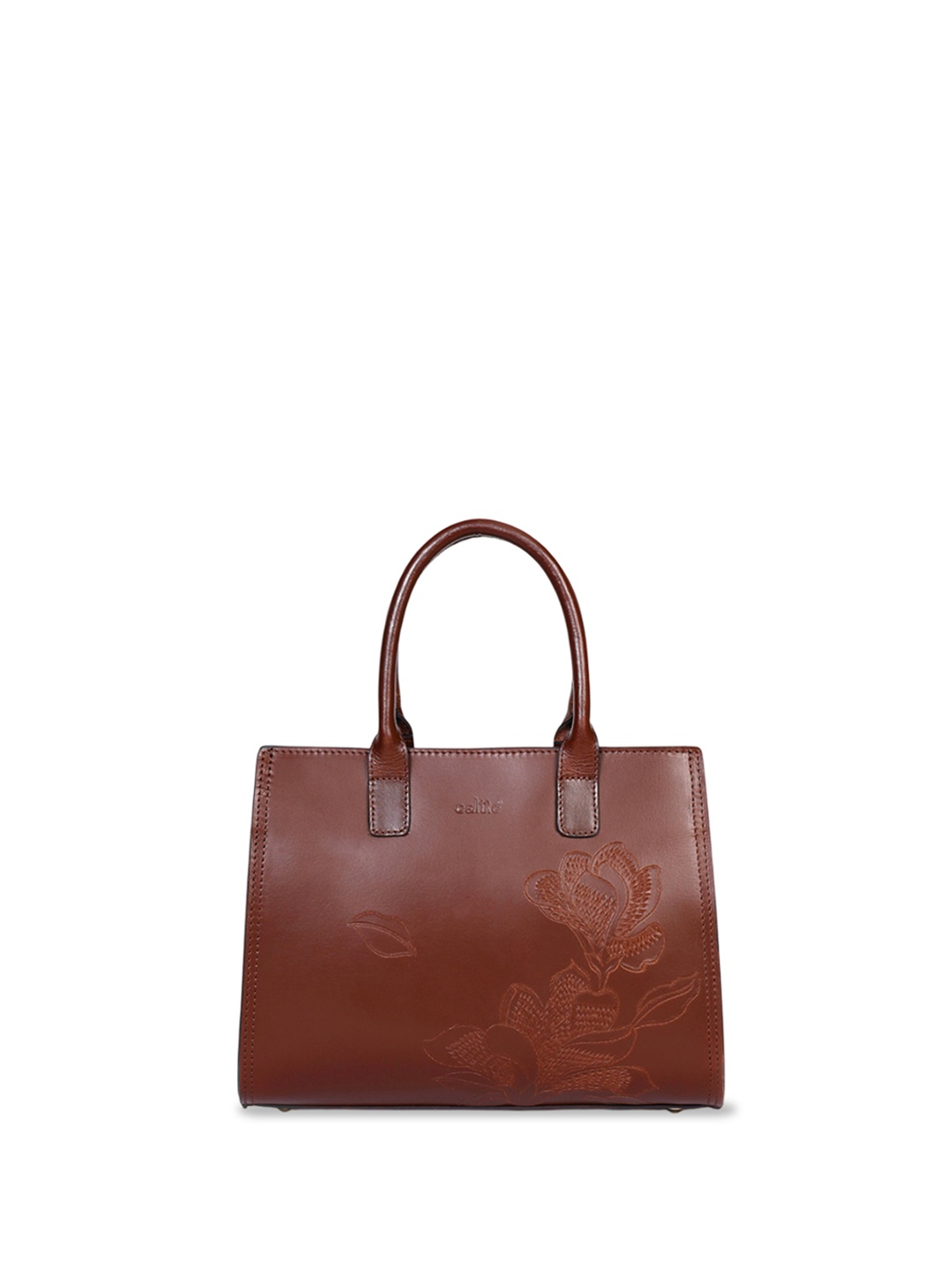 

Celtic Embellished Leather Structured Tote Bag, Tan