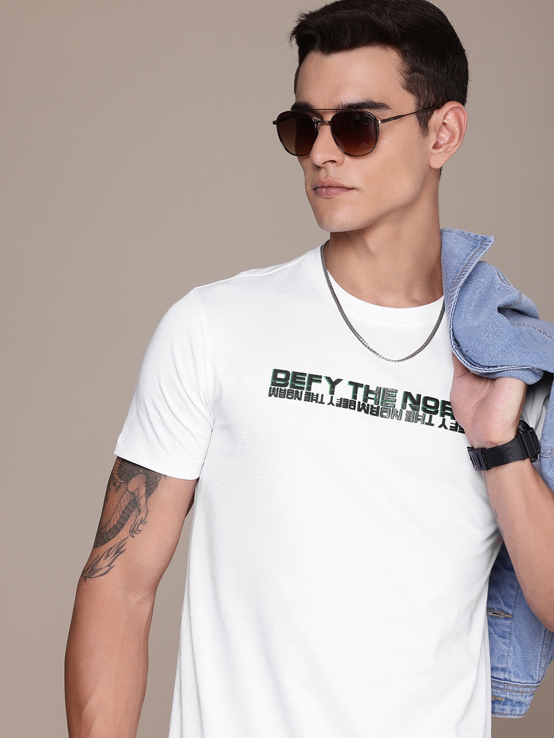 

FCUK Typography Printed Pure Cotton T-shirt, White