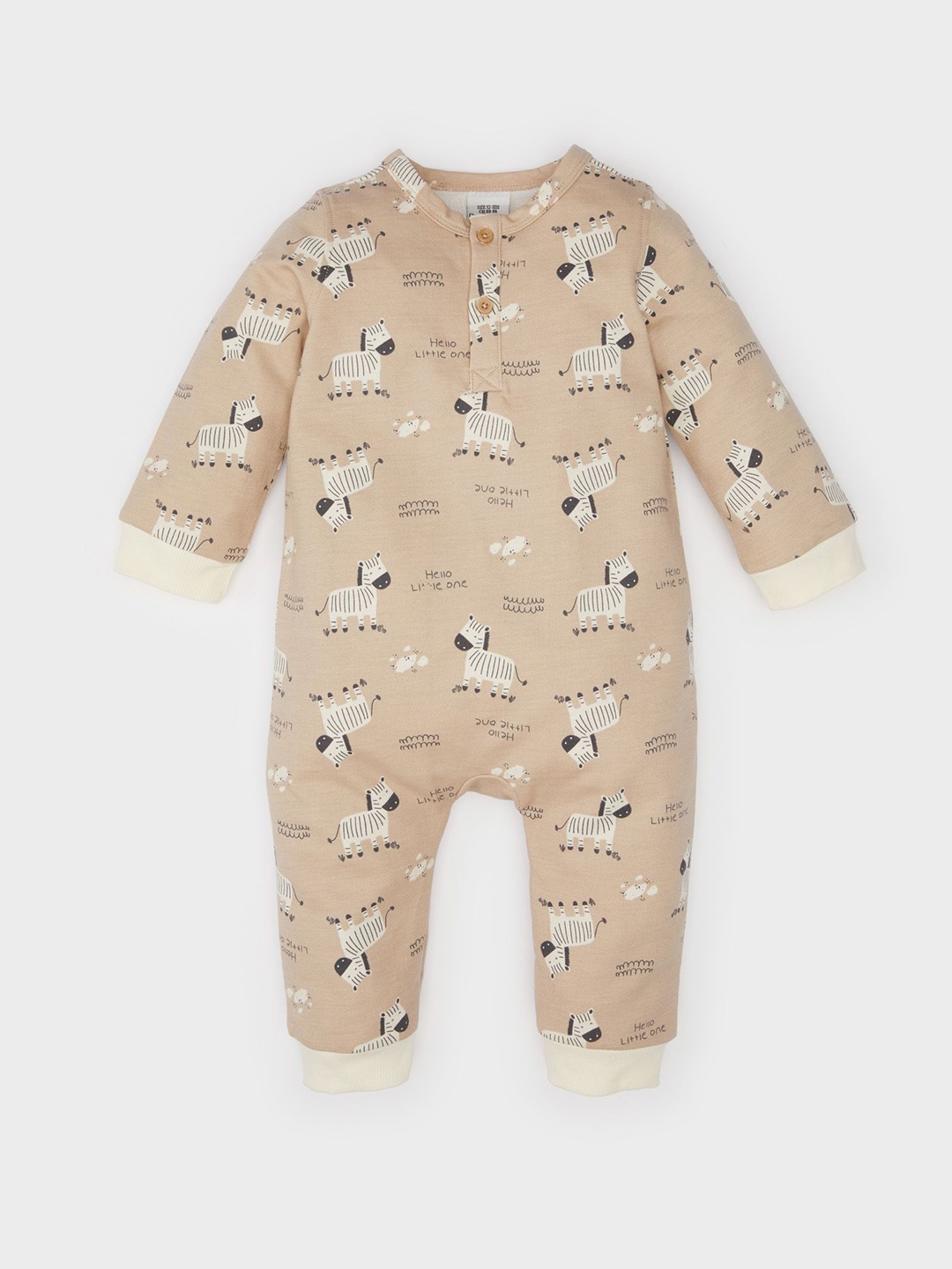 

DeFacto Kids Printed Pure Cotton Rompers, Beige