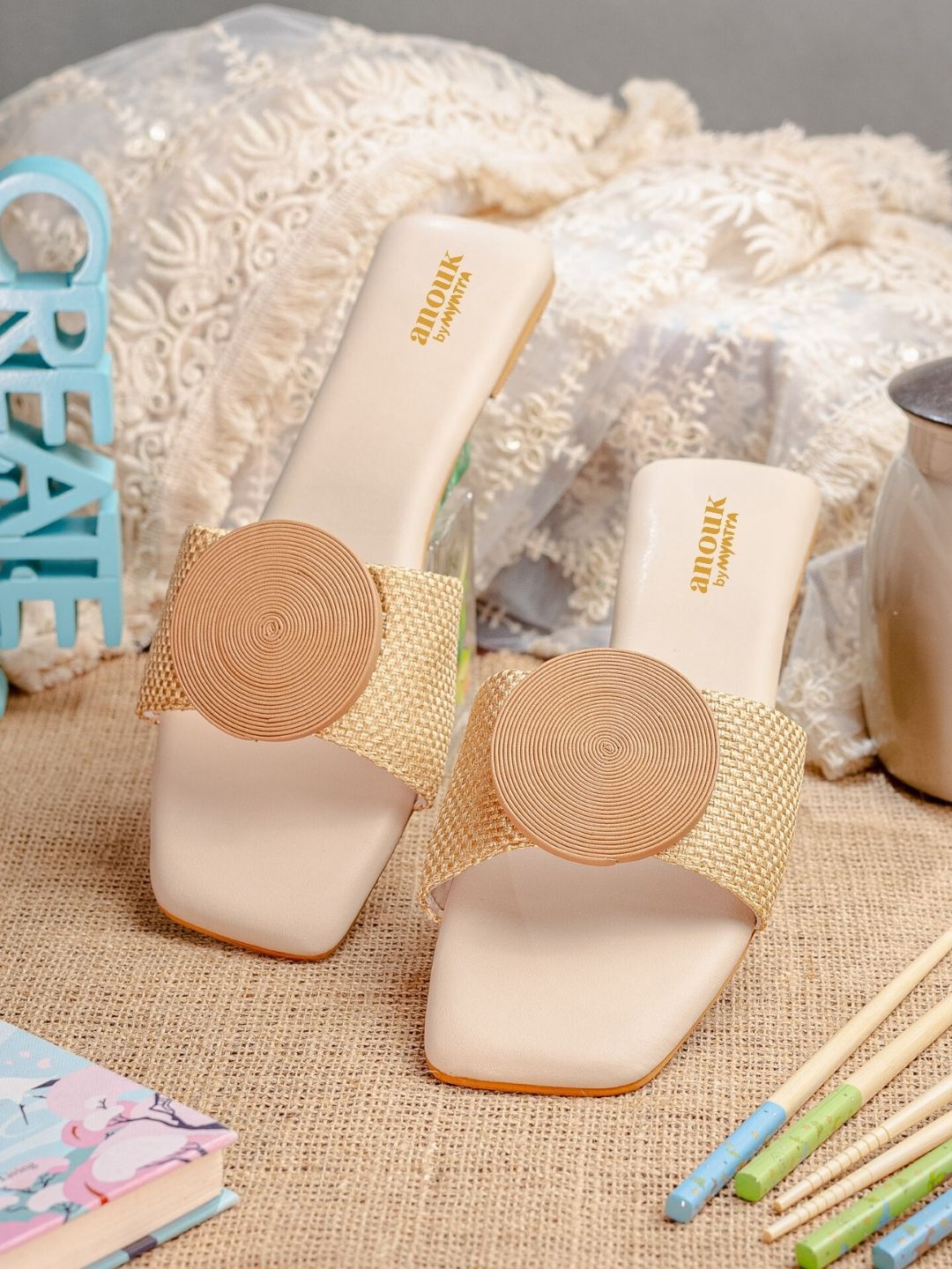 

Anouk Women One Toe Flats with Bows, Beige