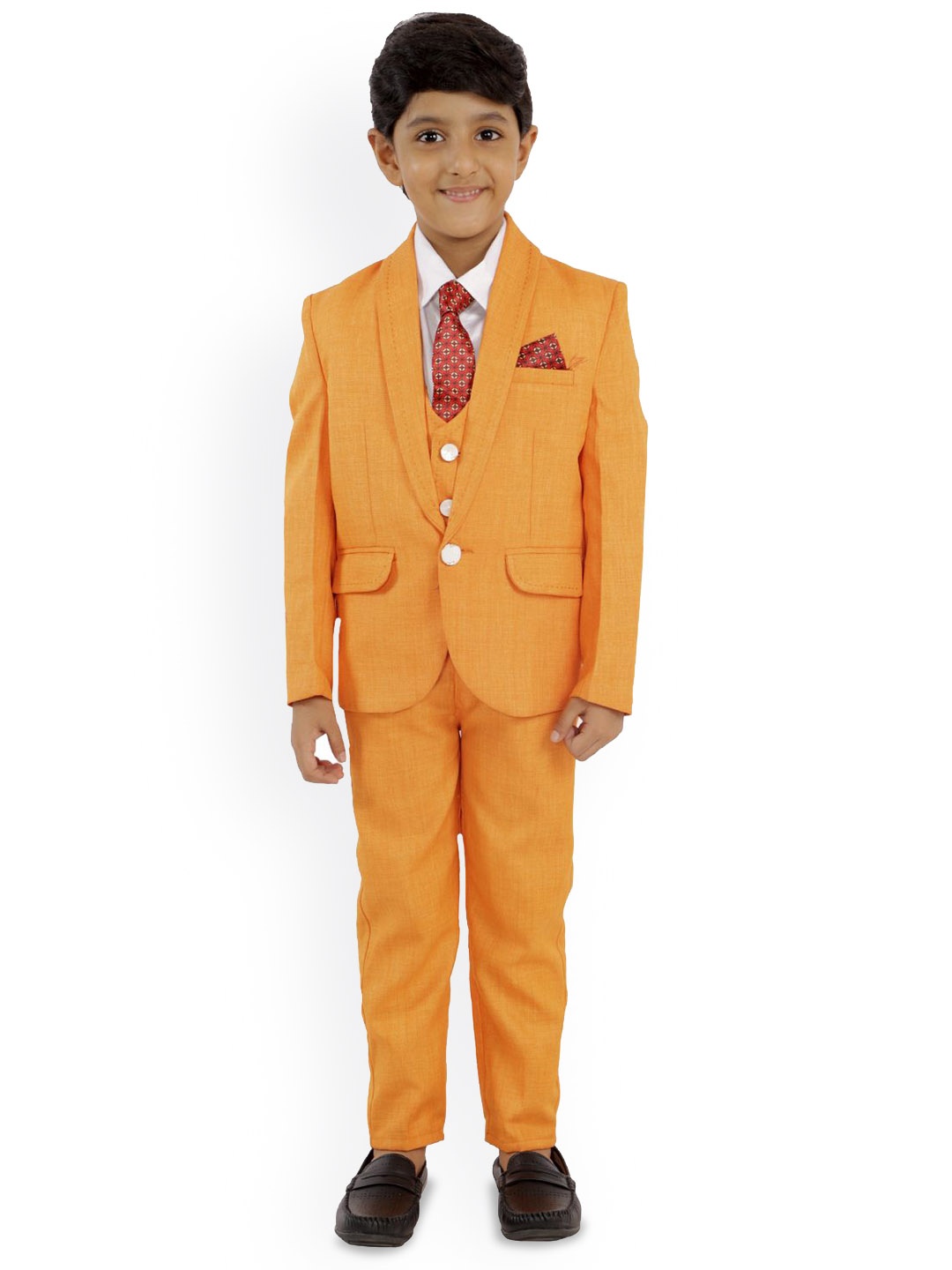 

BAESD Boys 5-Piece Shawl Collar Long Sleeves Suit, Orange