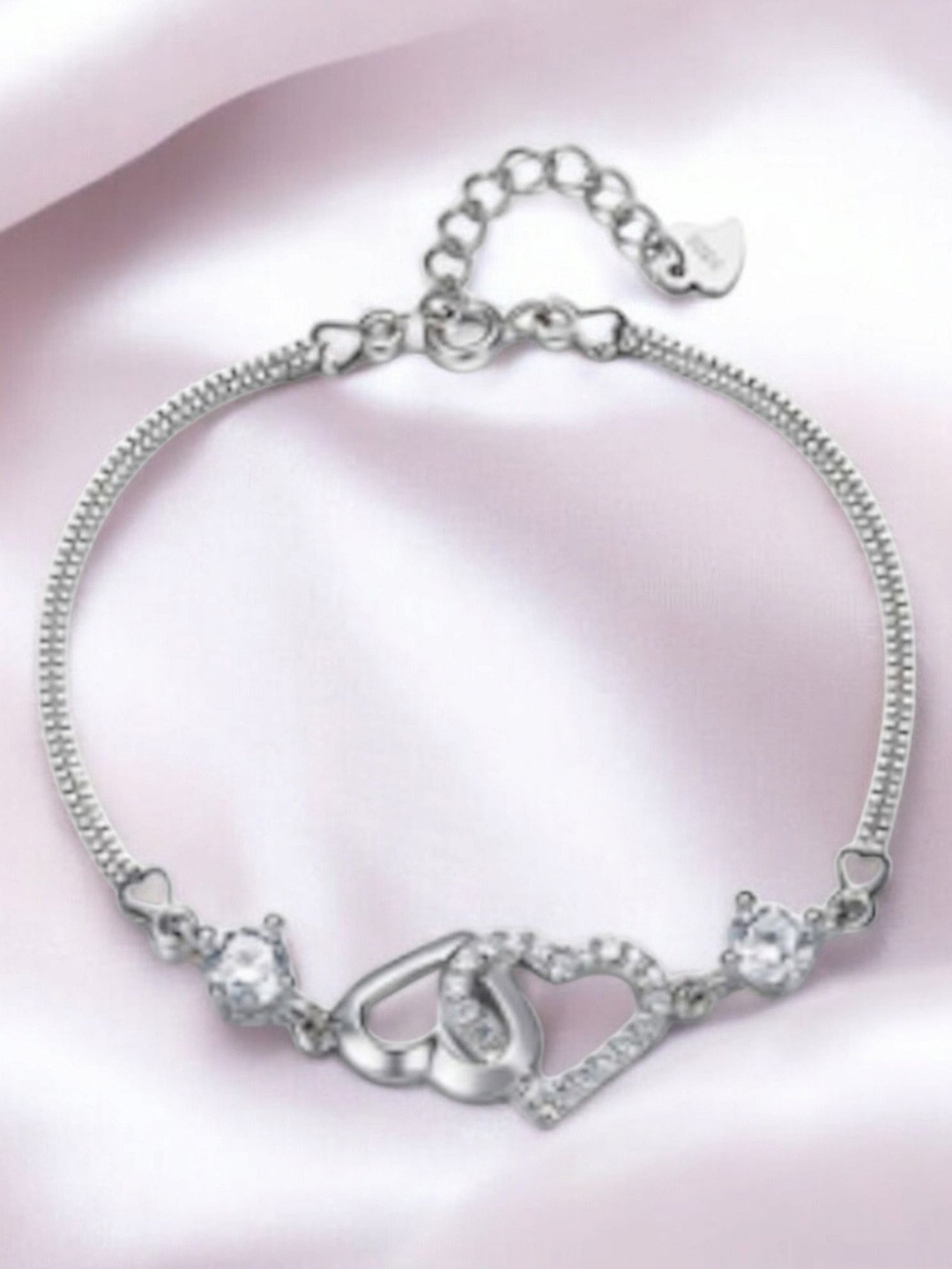 

Nilu's Collection Women Cubic Zirconia Silver-Plated Wraparound Bracelet