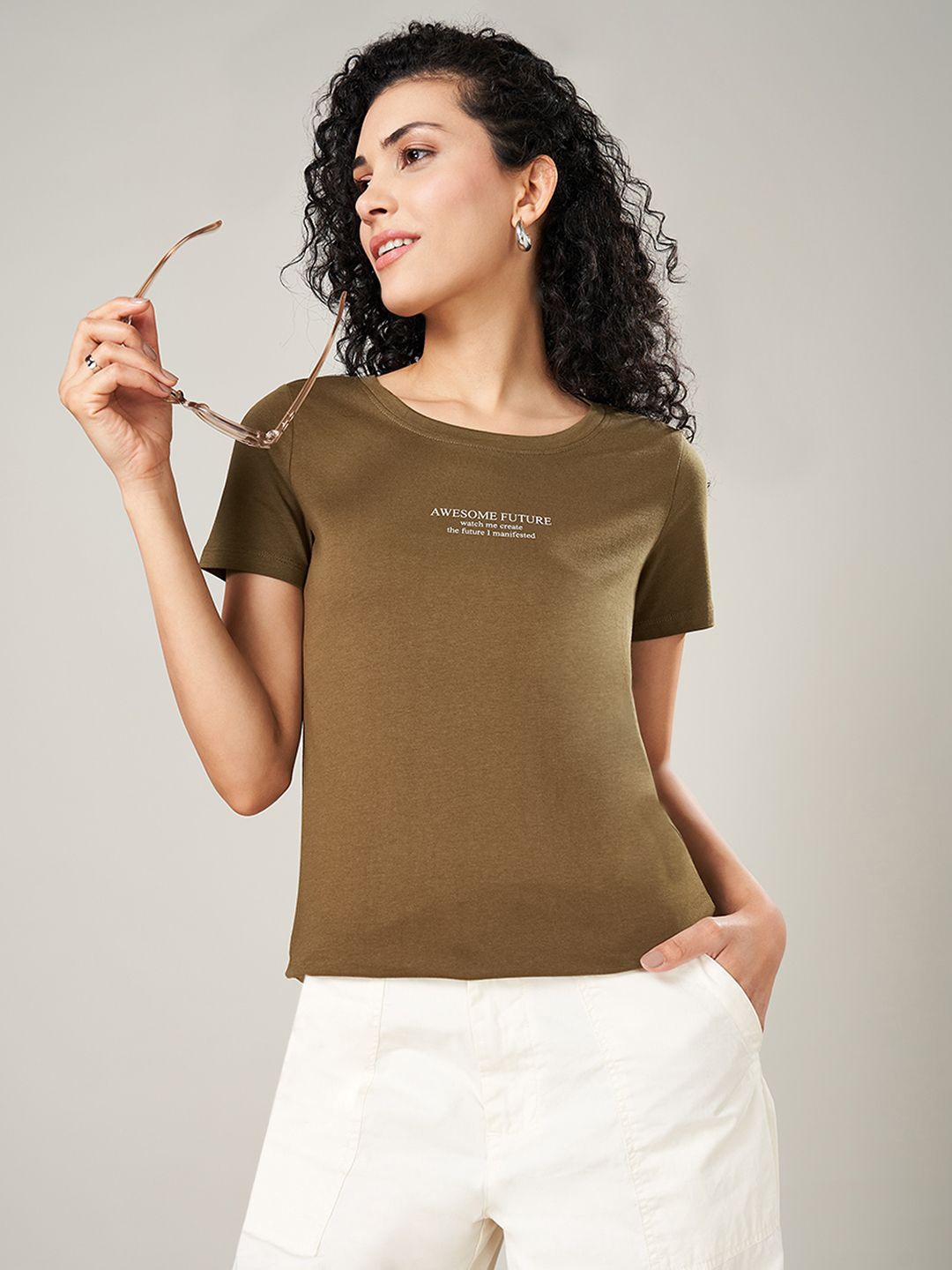 

Honey by Pantaloons Women Print Cotton Top, Olive