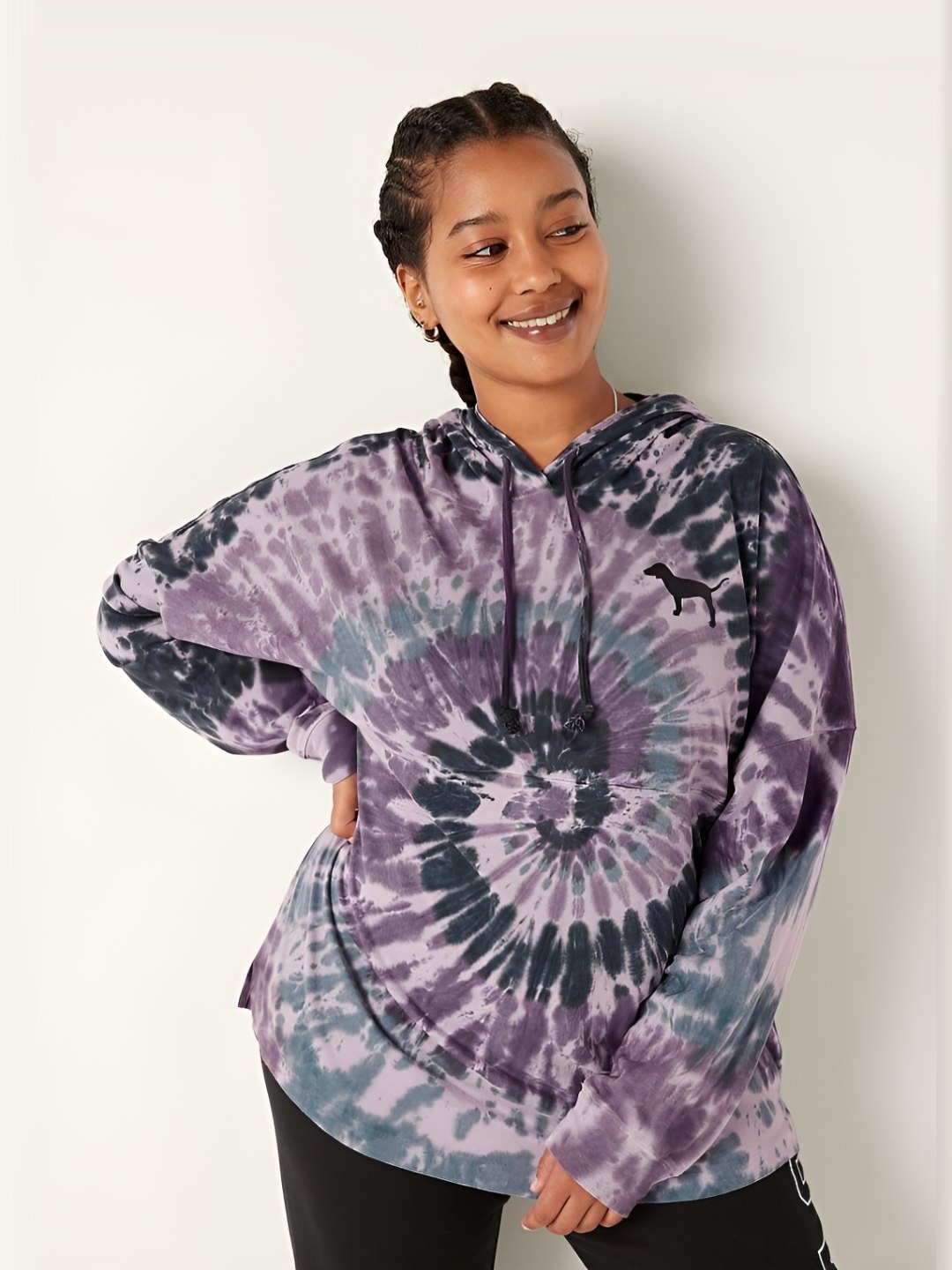 

Victoria's Secret Women Dyed Hood Cotton Relaxed Fit T-shirt, Purple