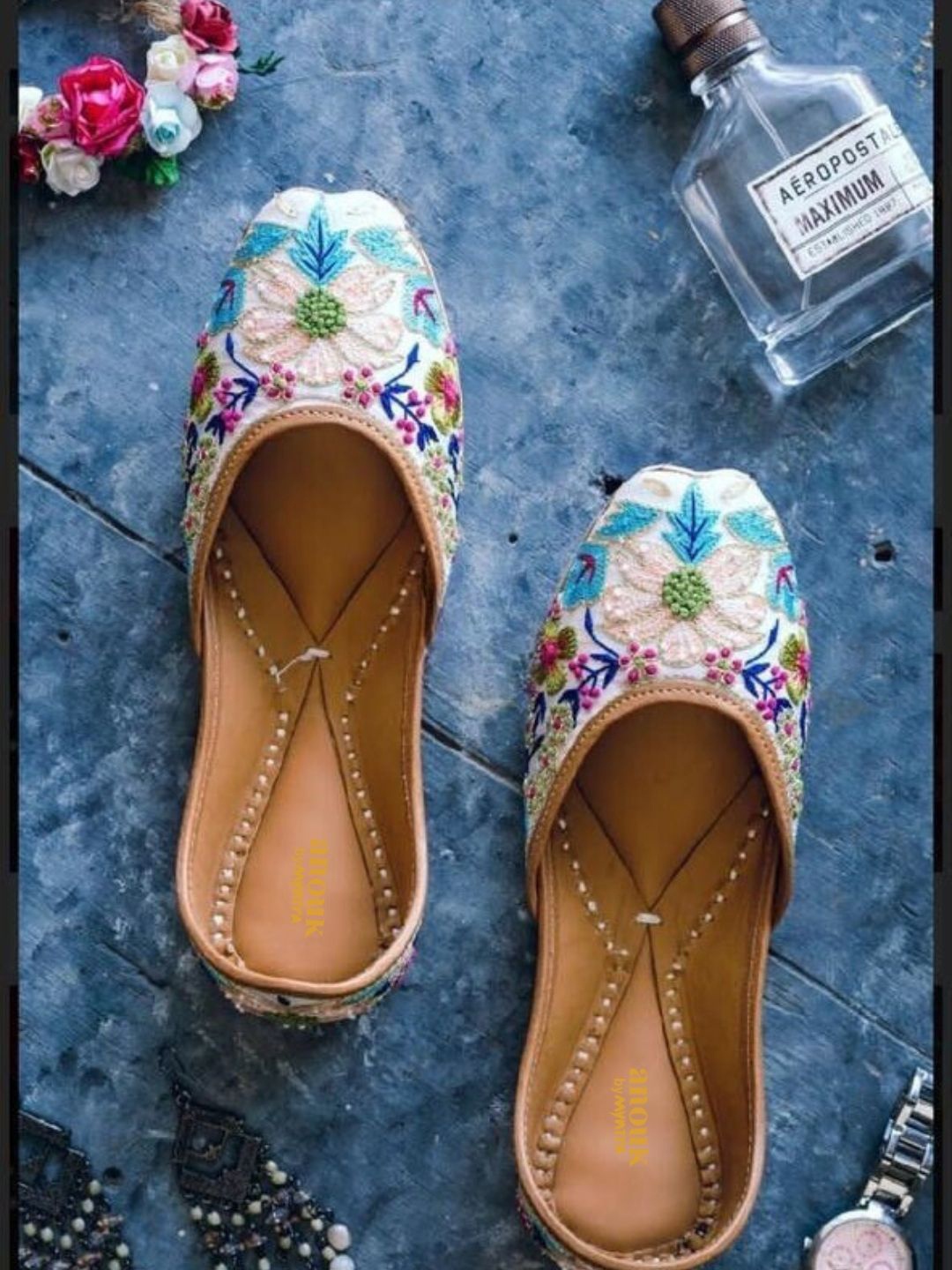 

Anouk Women Ethnic Mojaris with Embroidered Flats, Multi