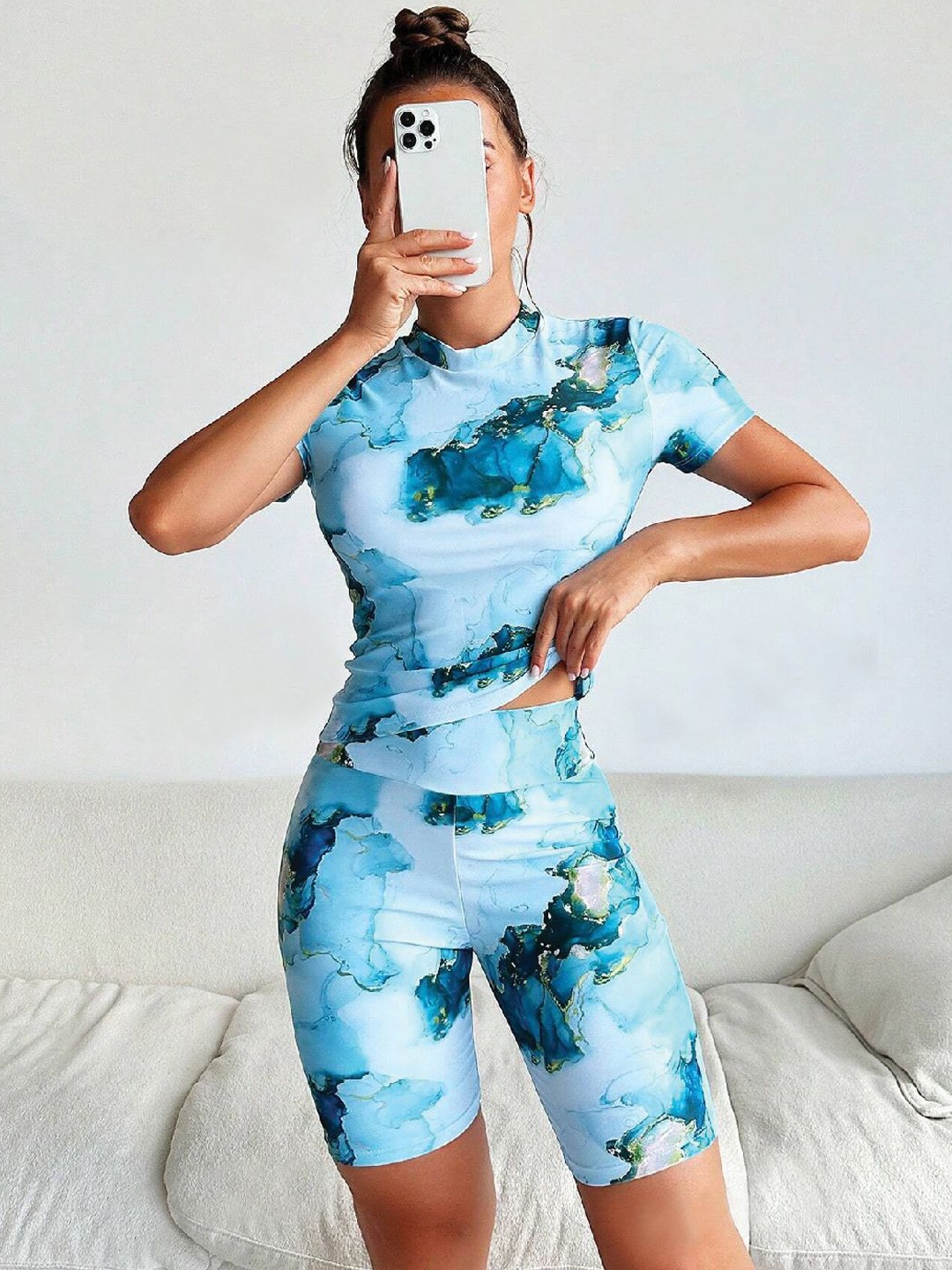 

BAESD Printed Top With Shorts Co-Ords, Blue