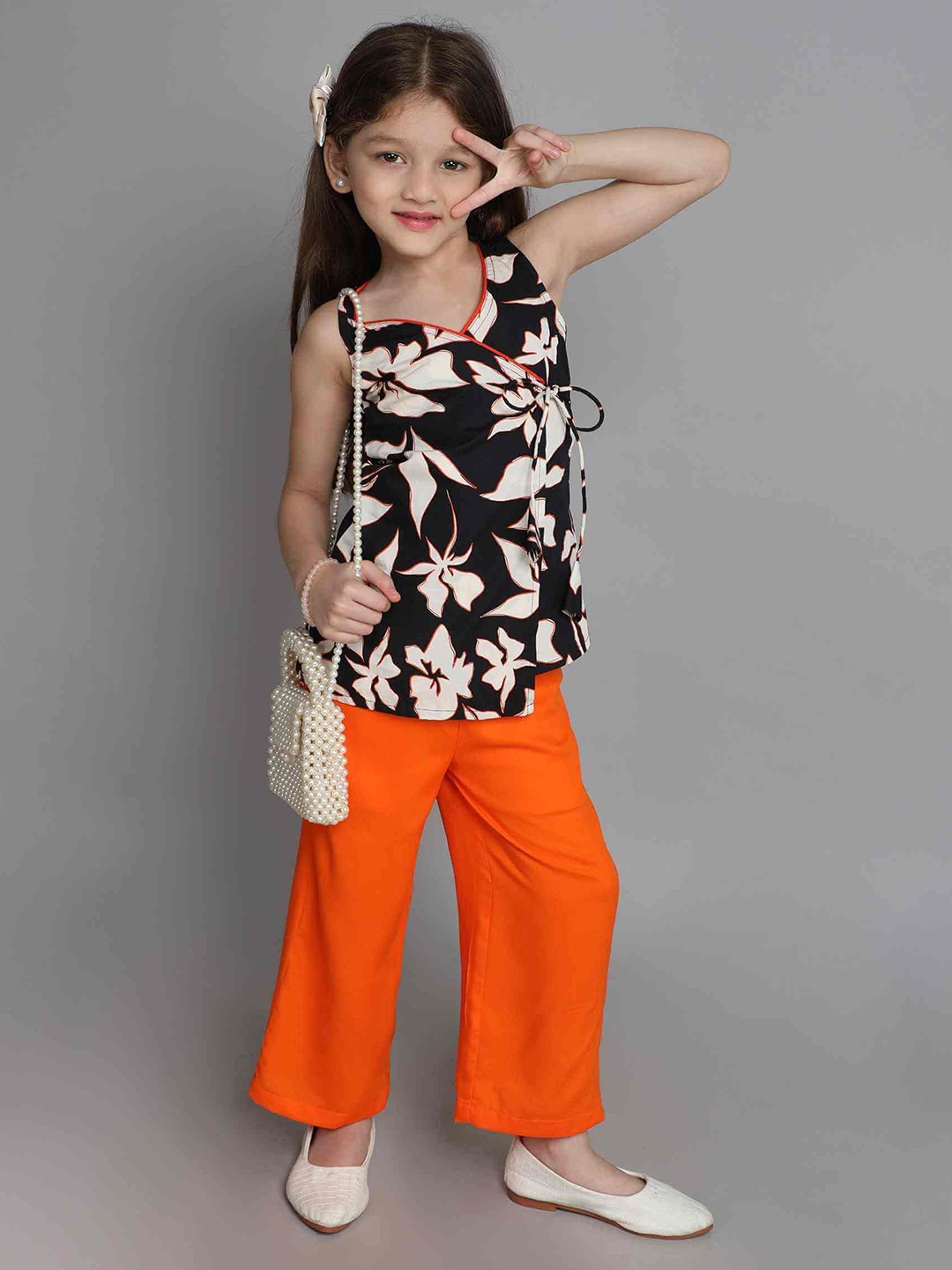 

taffykids Girls Printed Top, Black