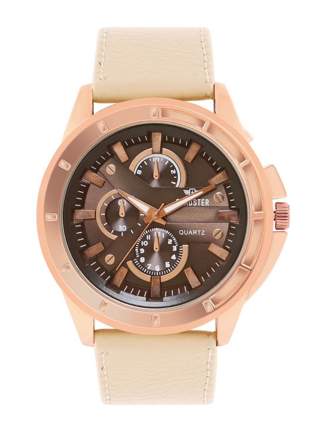 

The Roadster Lifestyle Co Men Patterned Water Resistant Analogue Watch RD-SS24-1A, Rose gold