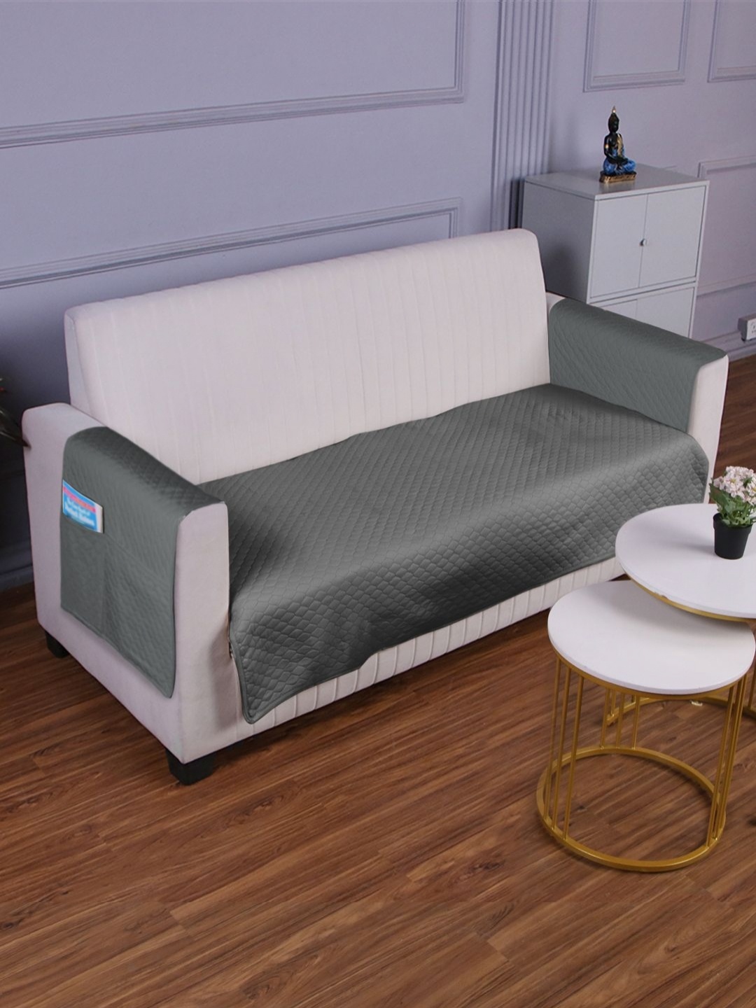 

HOKIPO Grey 3 Seater Sofa Cover With Arms