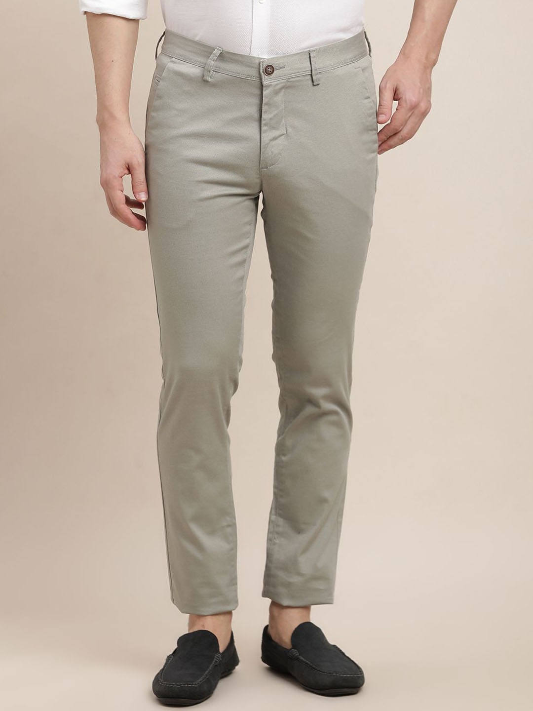 

Turtle Men Relaxed Tapered Fit Chinos Trousers, Grey