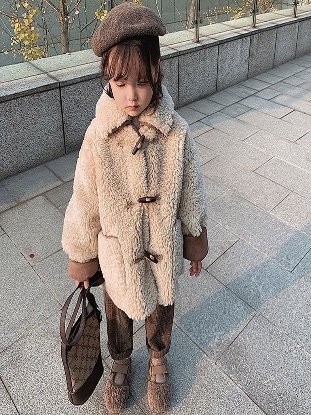 

Xsole Girls Single-Breasted Overcoat, Beige