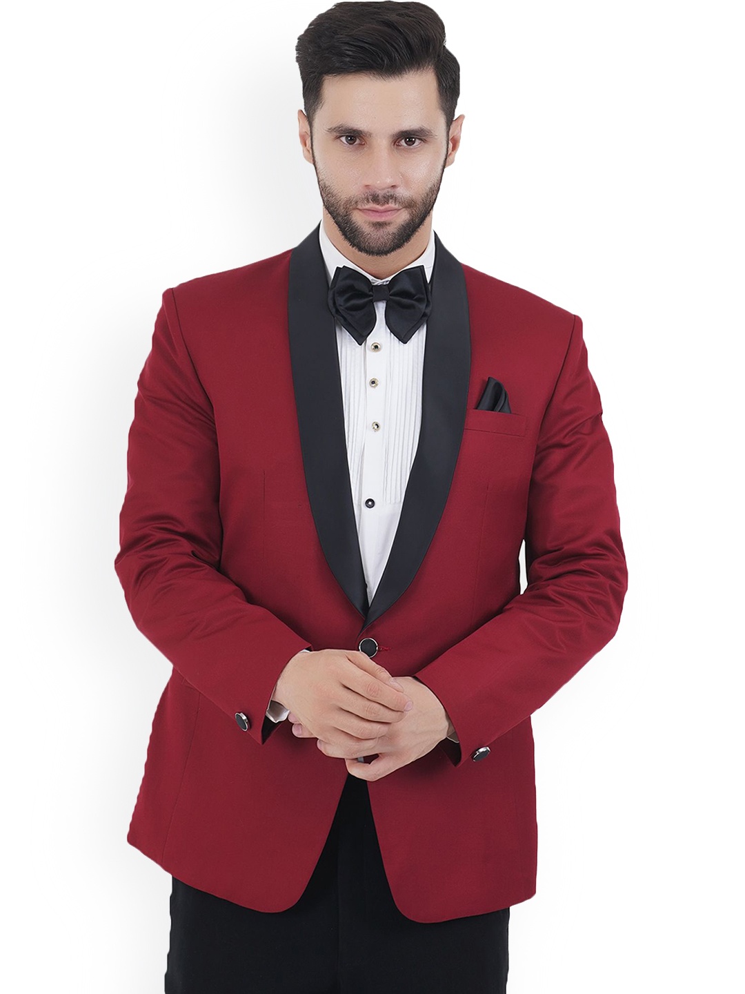 

Yaqoot Men Slim-Fit Single-Breasted Blazer, Maroon