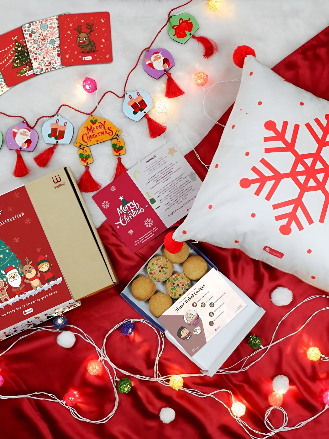 

Office Decorative Box - (Cushion, Bunting, Fairy Light, Cookies & Coaster), White
