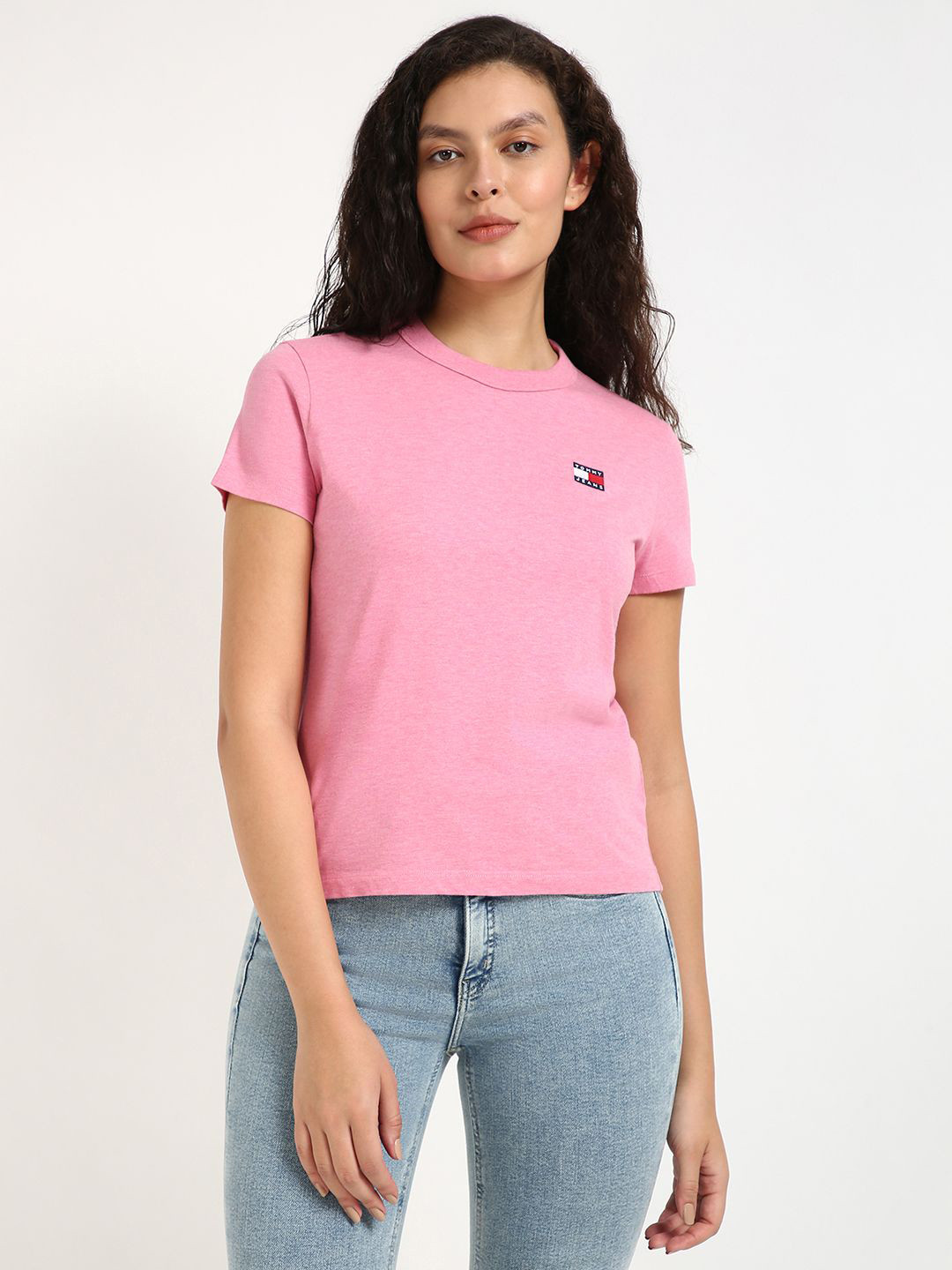 

Tommy Hilfiger Women High Neck Applique T-shirt, Pink