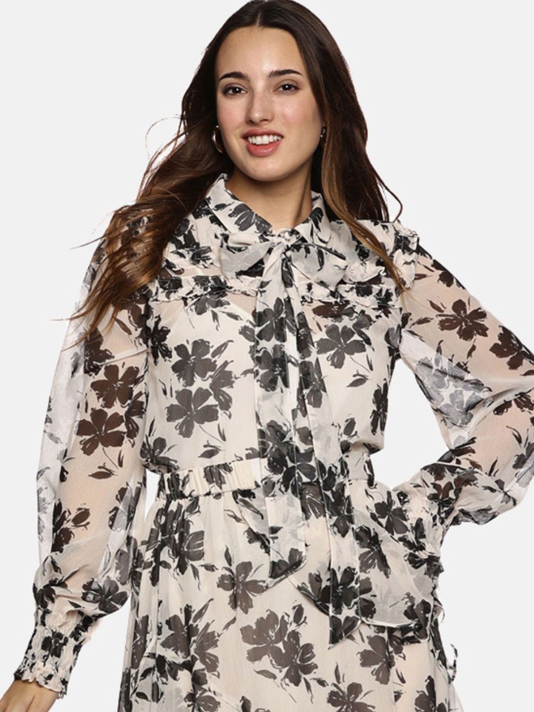 

ISU Women Floral Printed Top, Off white