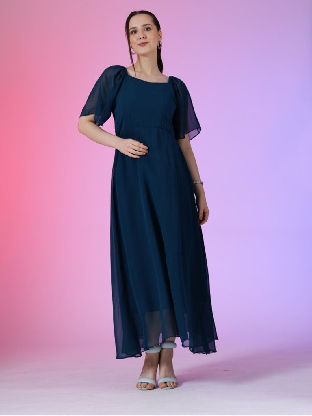 

Femvy Women A-Line Dress, Blue