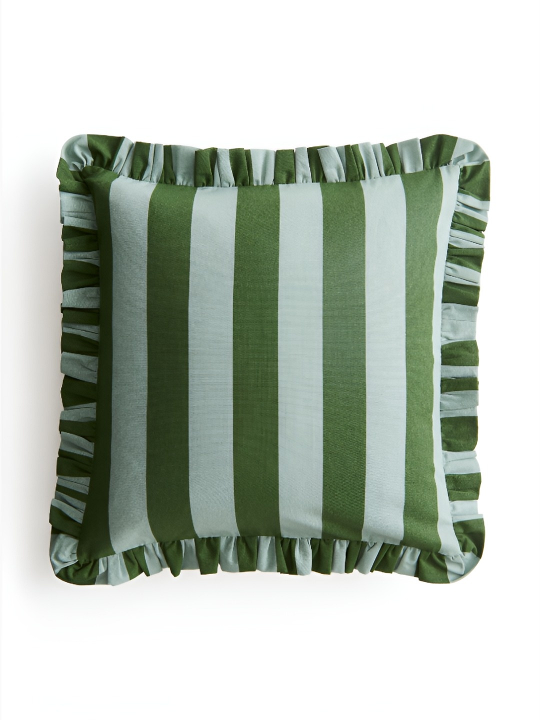 

H&M Green Pure Cotton Frill-Trimmed Cushion Cover