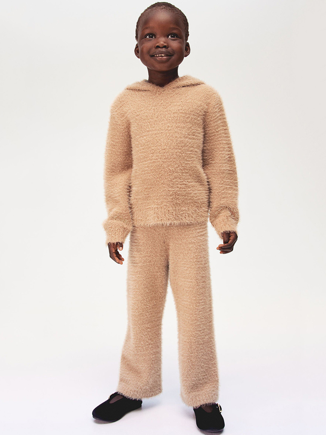 

H&M Girls Ankle Length Fluffy-Knit Slip-On Leggings, Beige