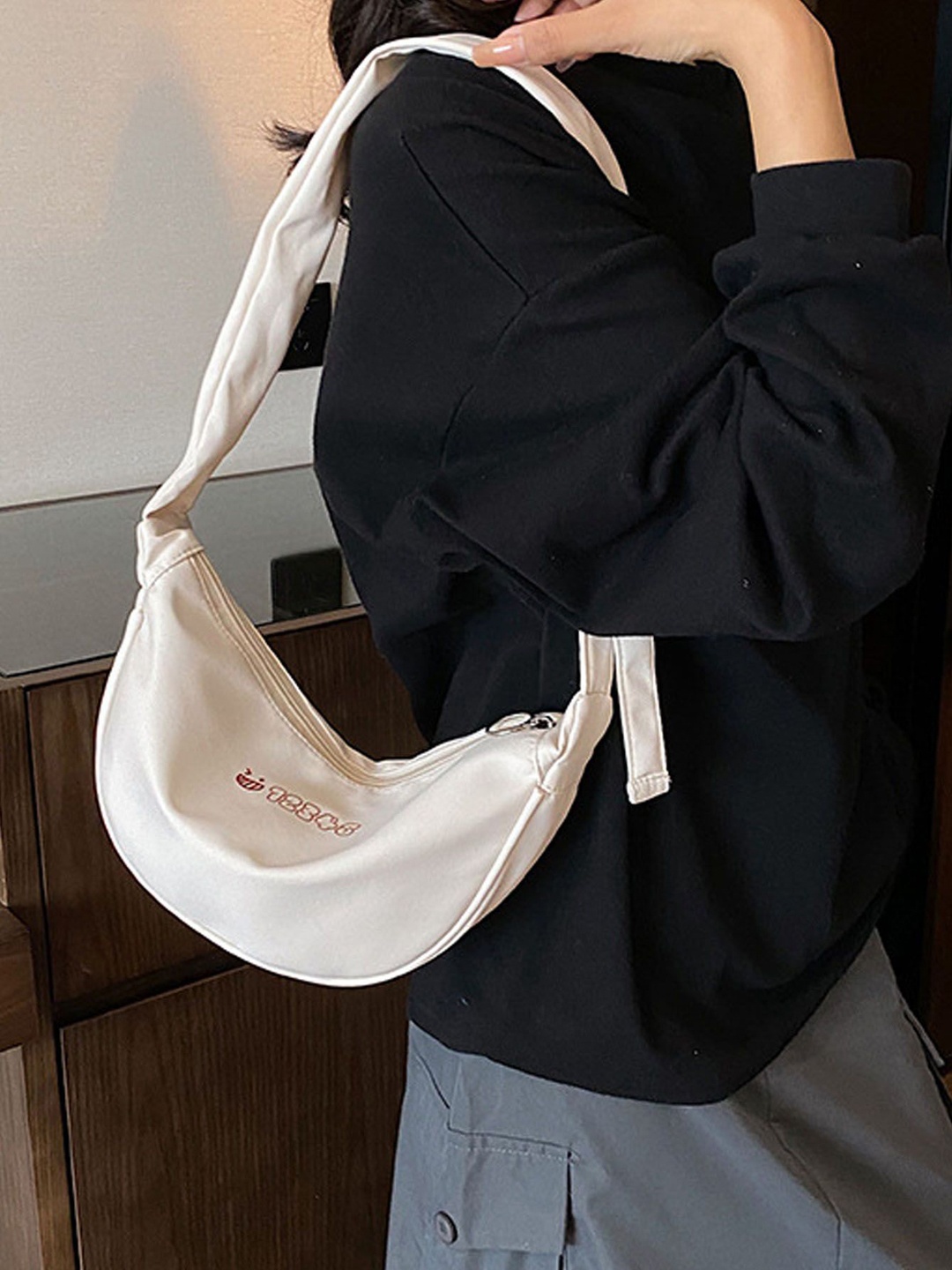 

StyleCast White Typography Printed Structured Shoulder Bag