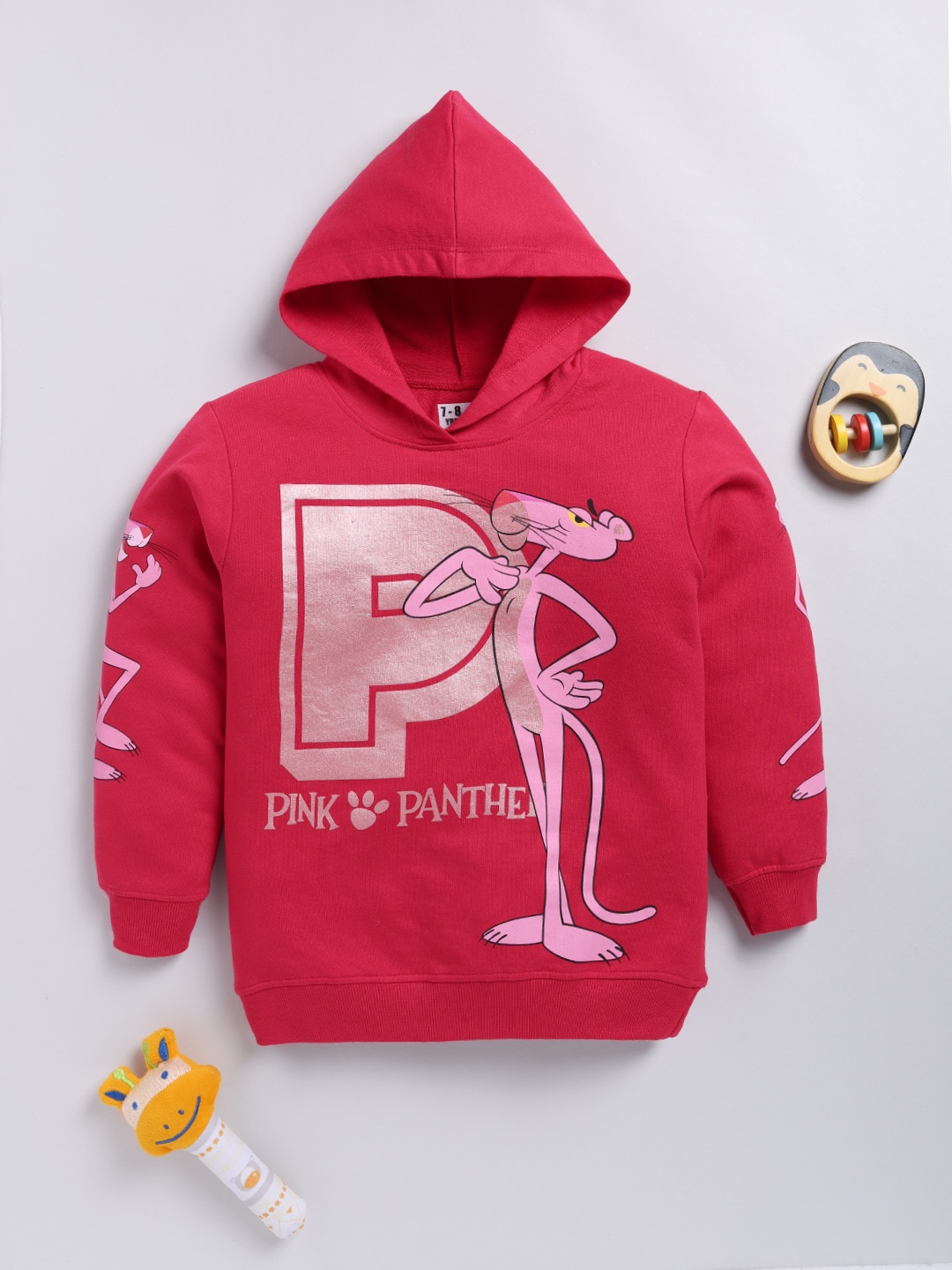 

YK X Minute Mirth Girls Pink Panther Printed Hooded Sweatshirt