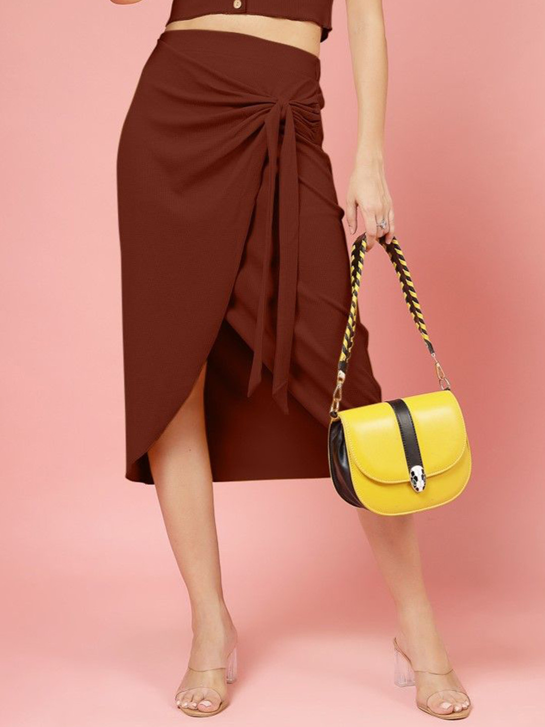 

Oomph! Wrap Midi Skirt, Brown