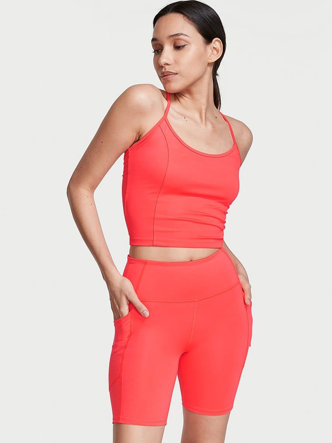 

Victoria's Secret Women Skinny Fit High-Rise Shorts, Orange