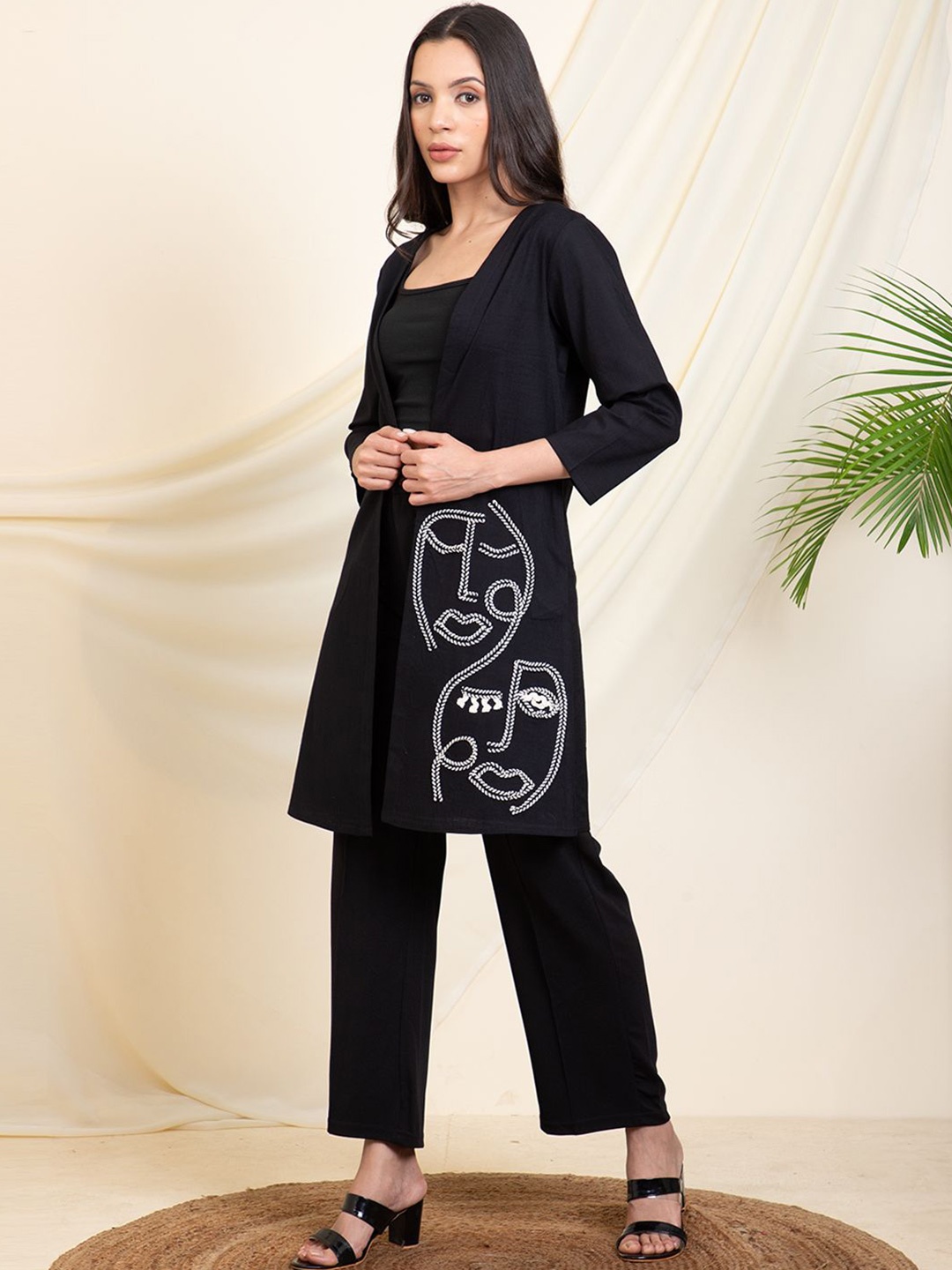 

DEEBACO Women Longline Shrug, Black