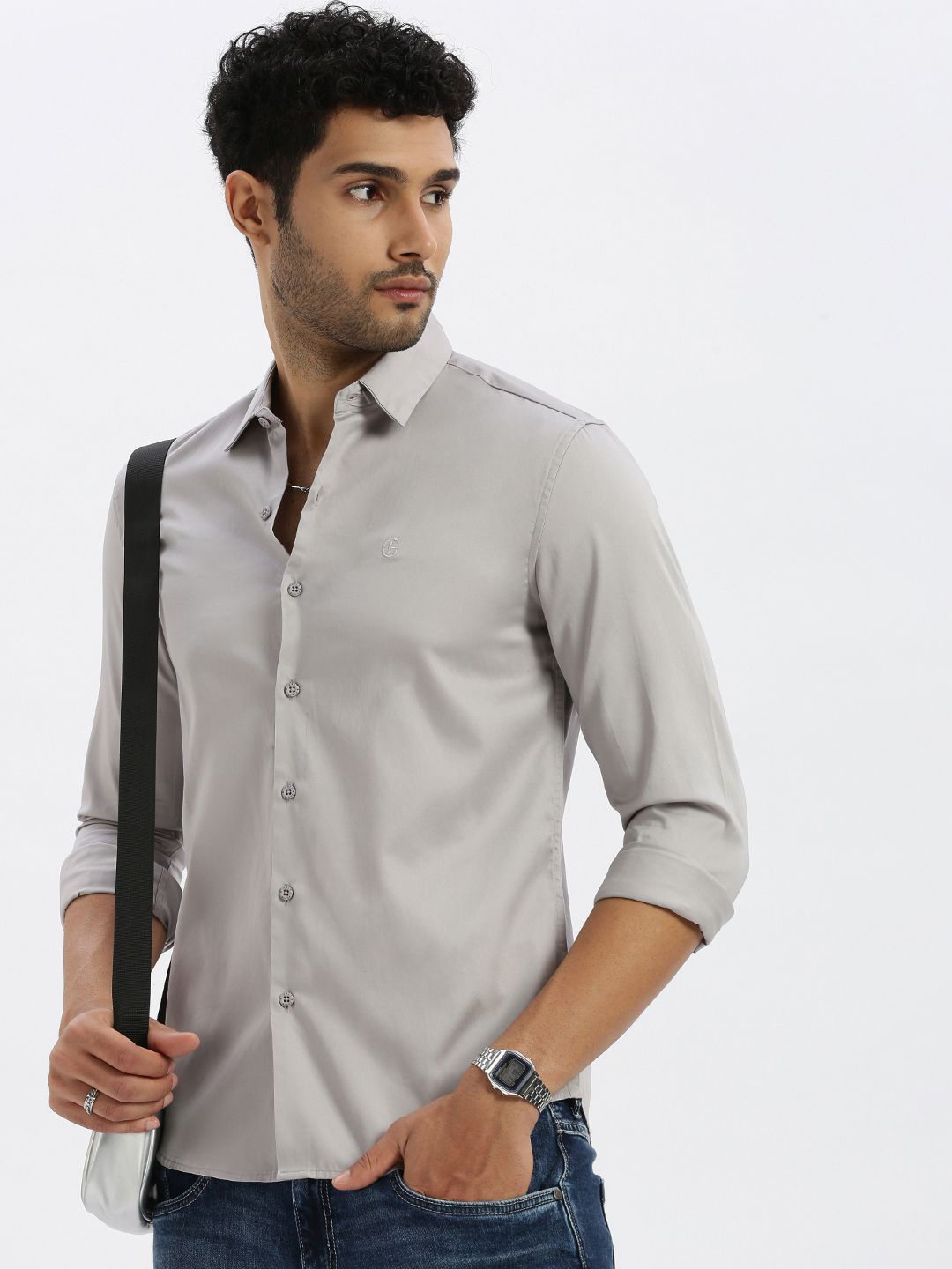 

Grit and Flair Men Comfort Opaque Casual Shirt, Grey