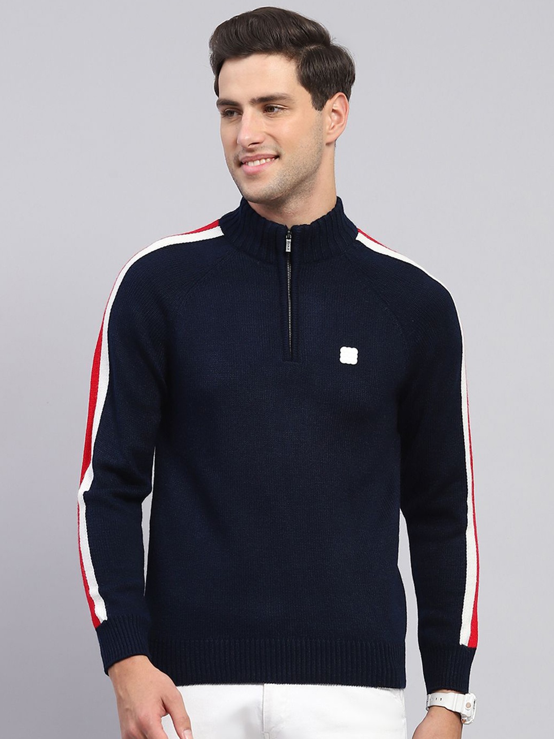 

rock.it Men Mock Collar Pullover Sweaters, Navy blue