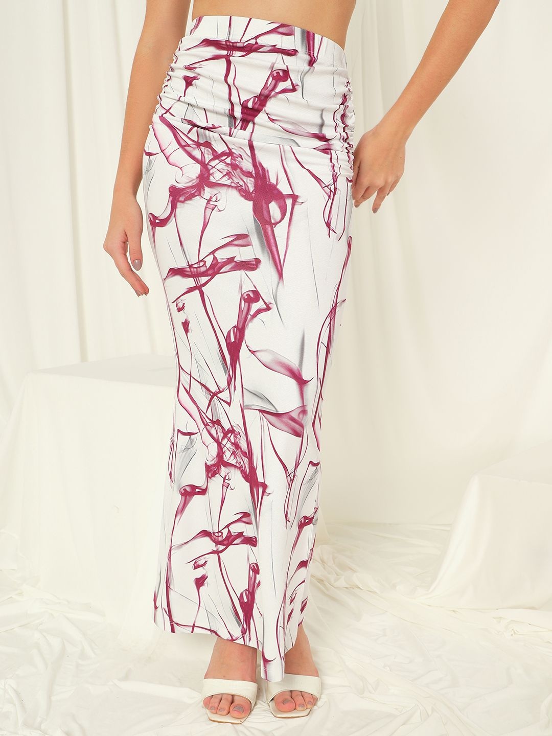 

TANDUL Women Printed Pencil Maxi Skirt, White