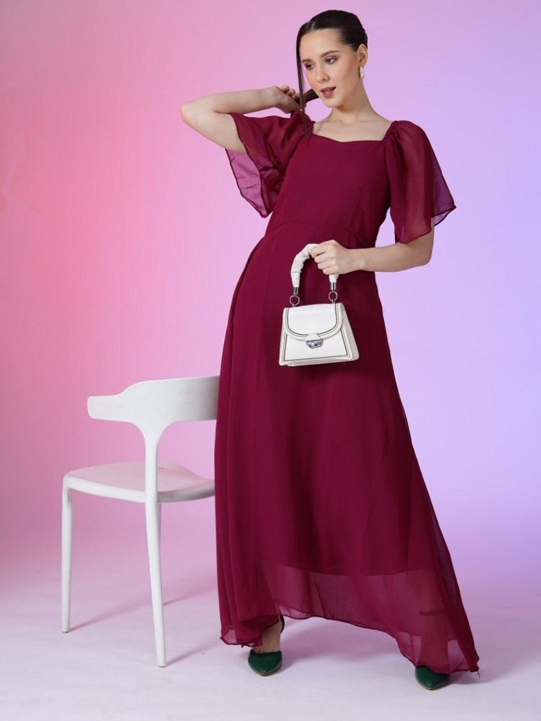 

Krunal Raiyani Women Sweetheart Neck Maxi Dress, Magenta