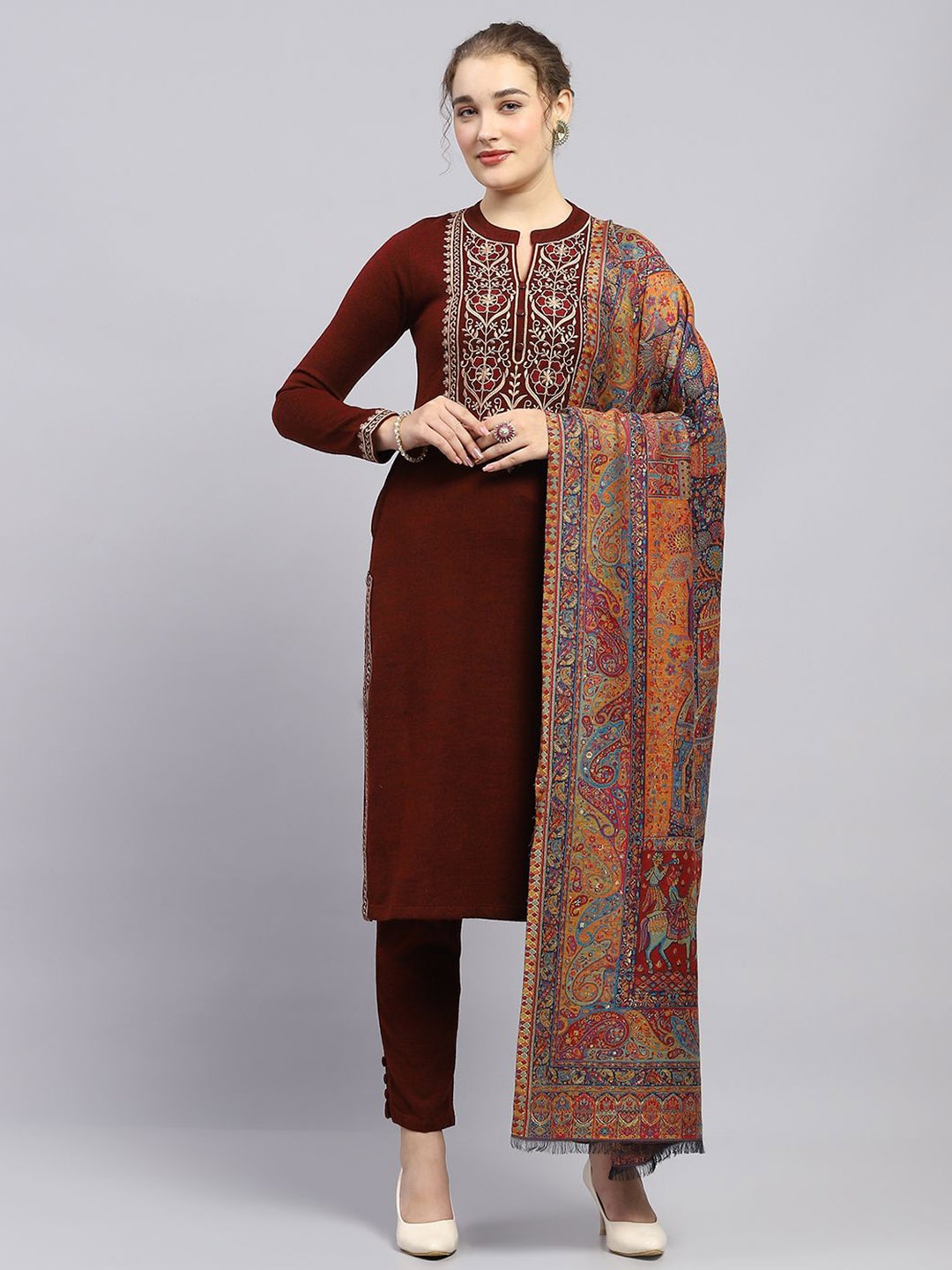 

Monte Carlo Women Ethnic Motifs Printed Shawl, Rust