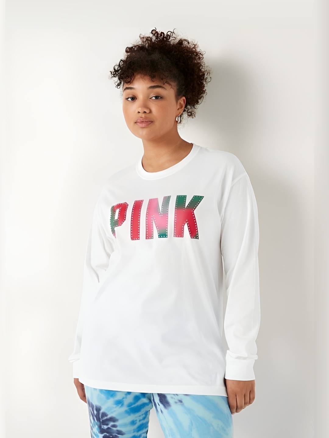 

Victoria's Secret Women Typography Printed Round Neck Cotton T-shirt, White