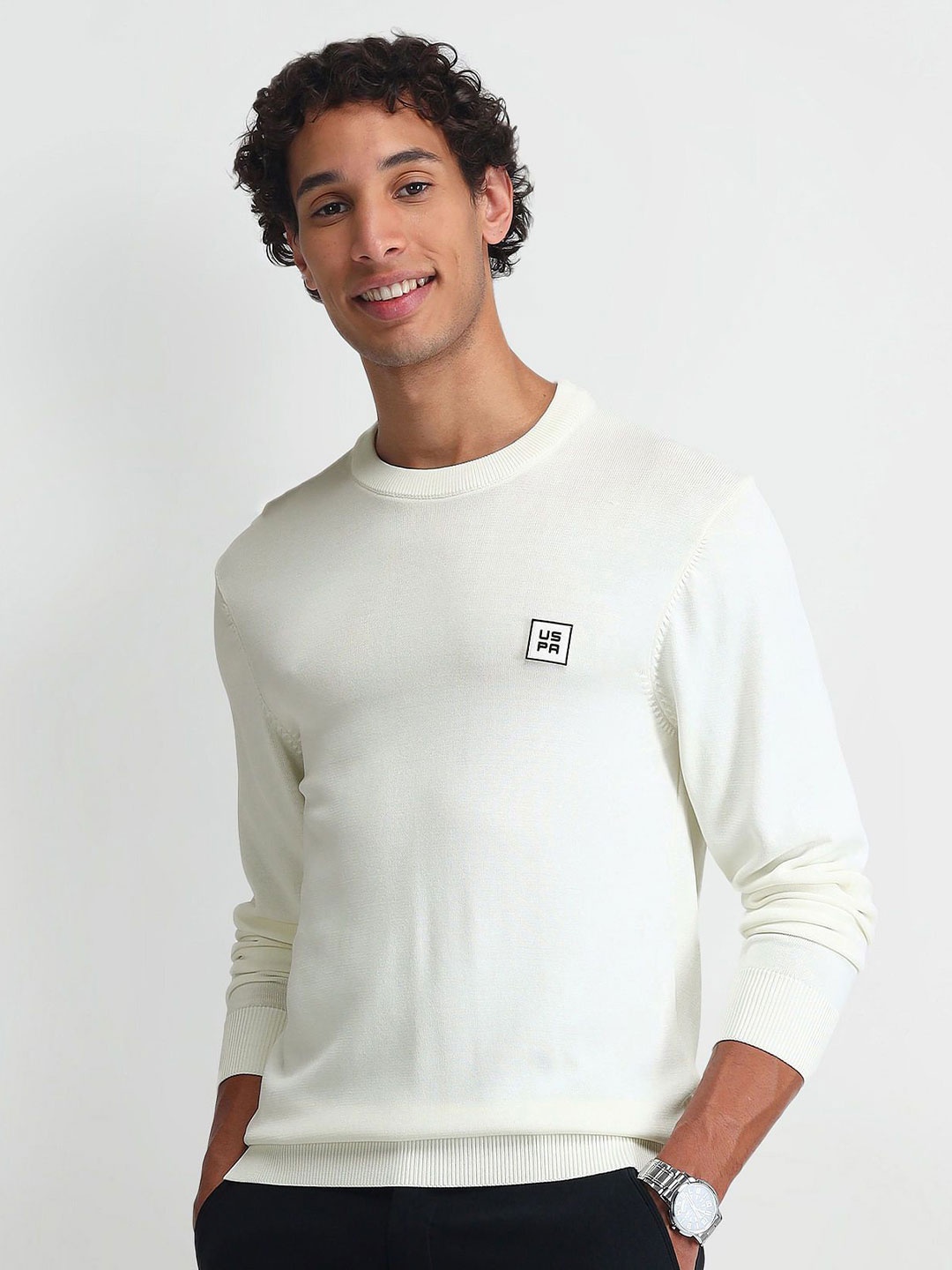 

U.S. Polo Assn. Denim Co. Men Pure Cotton Pullover, White