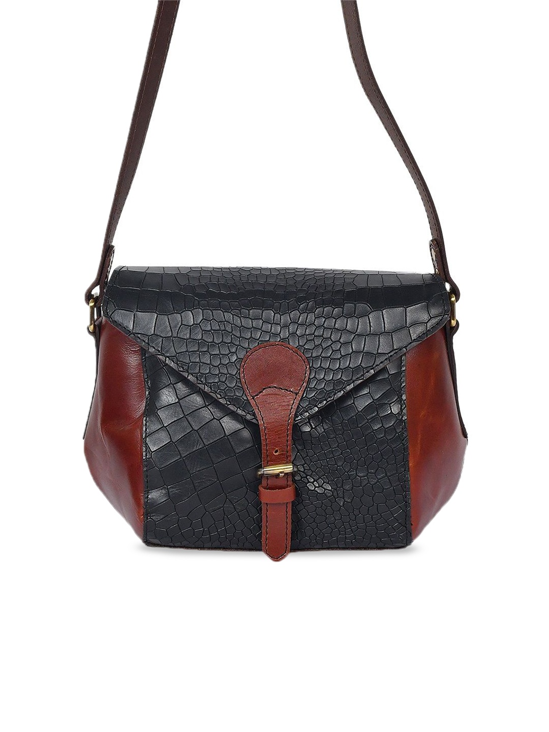 

Celtic Animal Textured Leather Shopper Sling Bag, Black