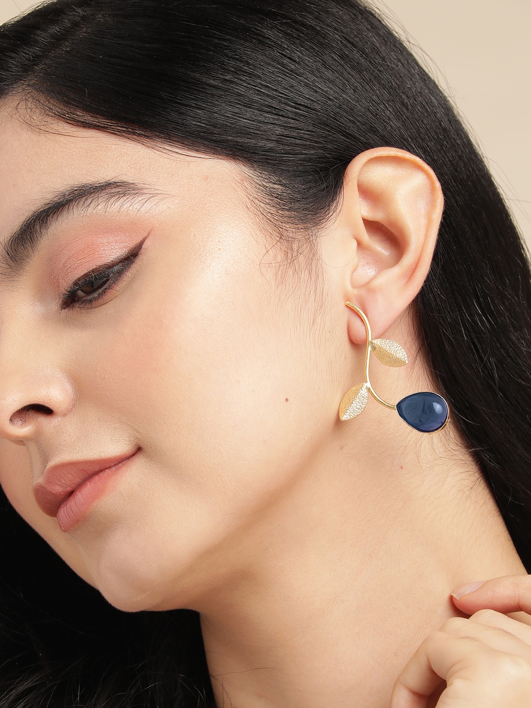 

Anouk Gold Plated Beaded Contemporary Drop Earrings, Blue