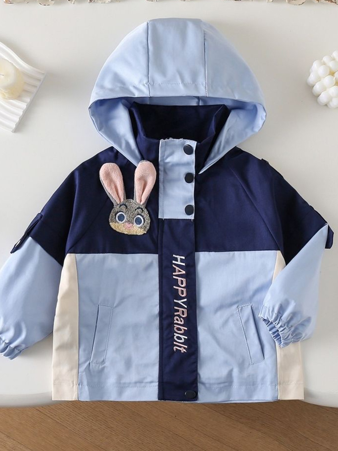 

LULU & SKY Kids Monochrome Hooded Jacket, Blue