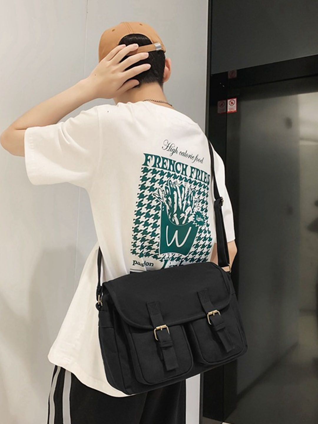 

StyleCast Checked Structured Handheld Bag with Applique, Na